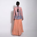 Handwoven Cotton Silk Pink & Blue Notch Collar Jacket