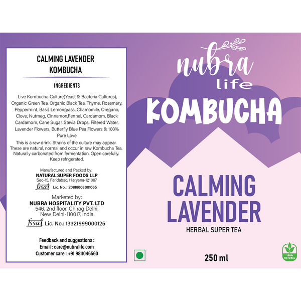 Kombucha | Calming Lavender | Digestive Enzymes | 250 ml | Pack of 6