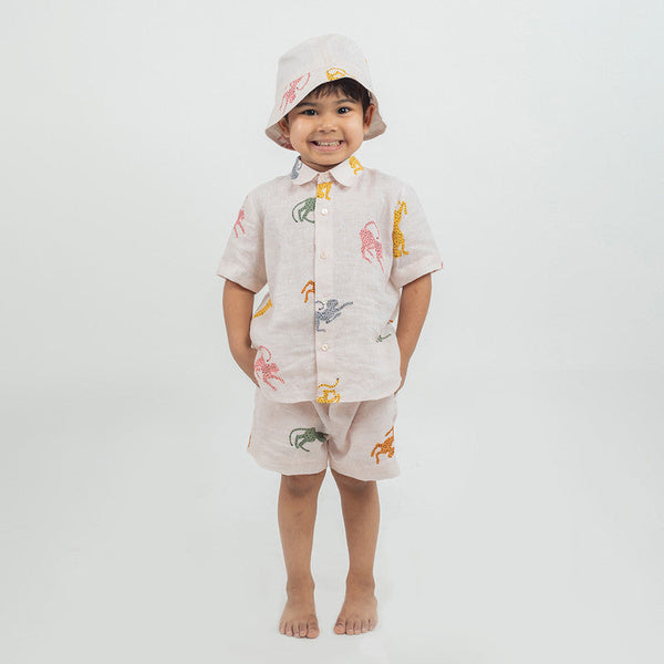 Birthday Outfits | Cotton Co Ord Set with Cap | Light Pink