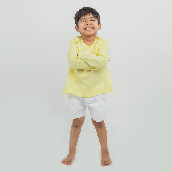 Linen Co Ord Set for Kids | Yellow