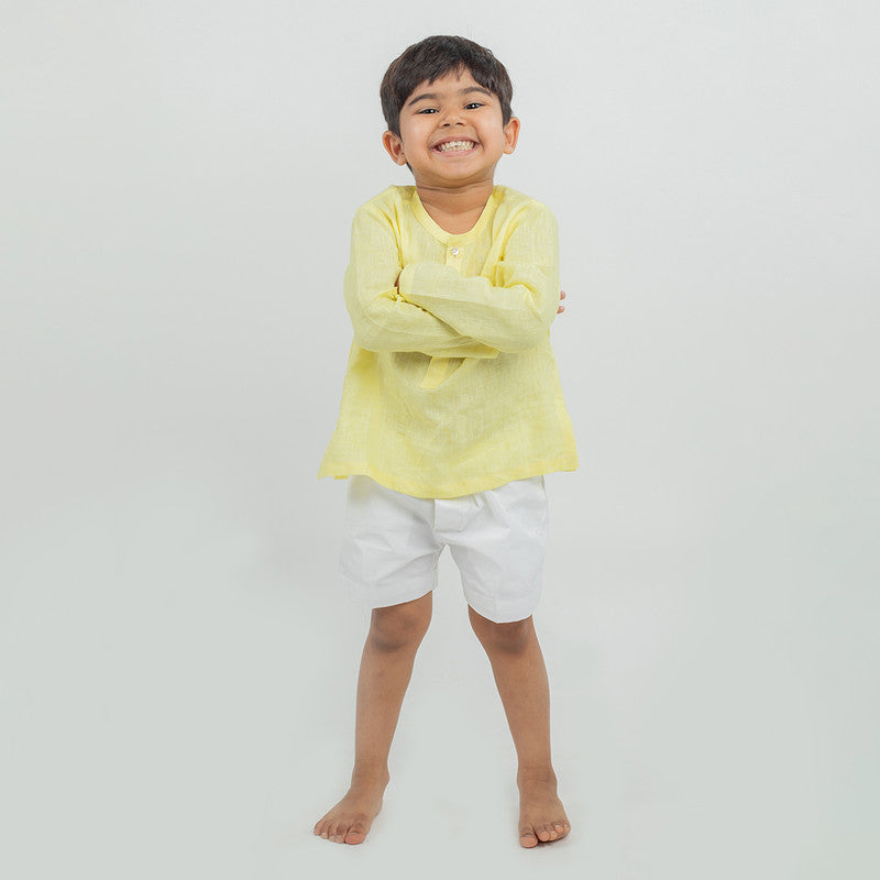 Linen Co Ord Set for Kids | Yellow