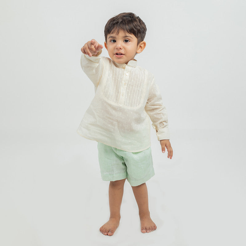 Linen Co Ord Set for Boys | White