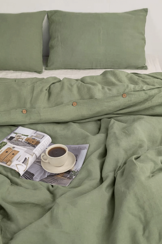 Pure Linen Duvet Cover Set | Solid | Olive