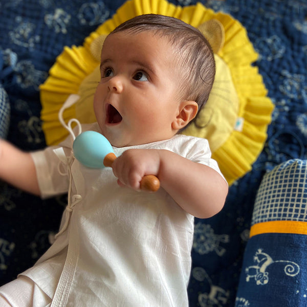 Mustard Seeds Pillow & Maracas Set for Baby | Organic Cotton | Yellow