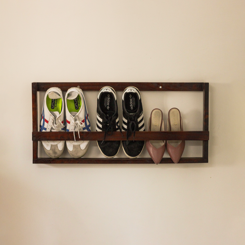 Wooden Shoe Rack | Wall Mounted | Brown