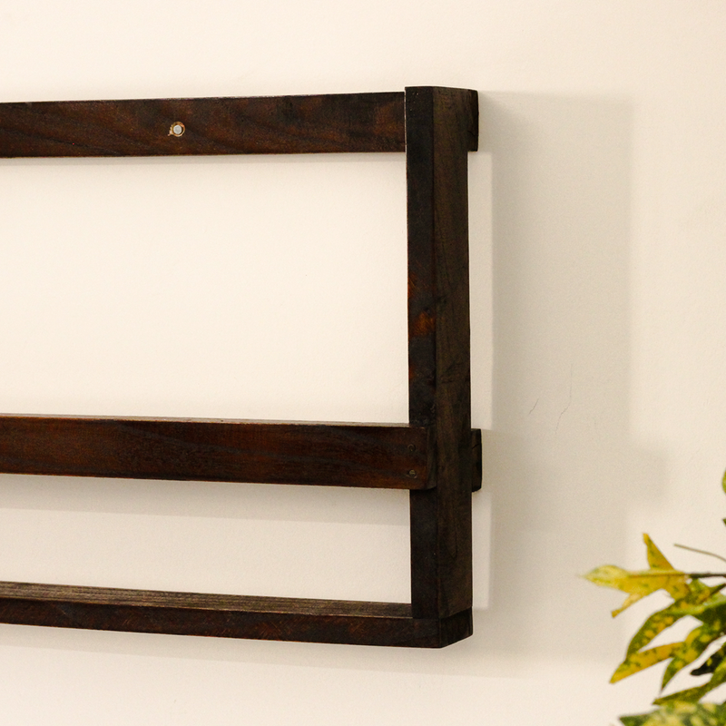 Wooden Shoe Rack | Wall Mounted | Brown