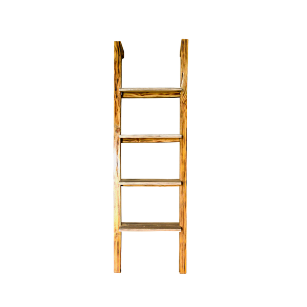 Wooden Ladder Shelf | Book Shelf | Planter Stand | White & Brown.