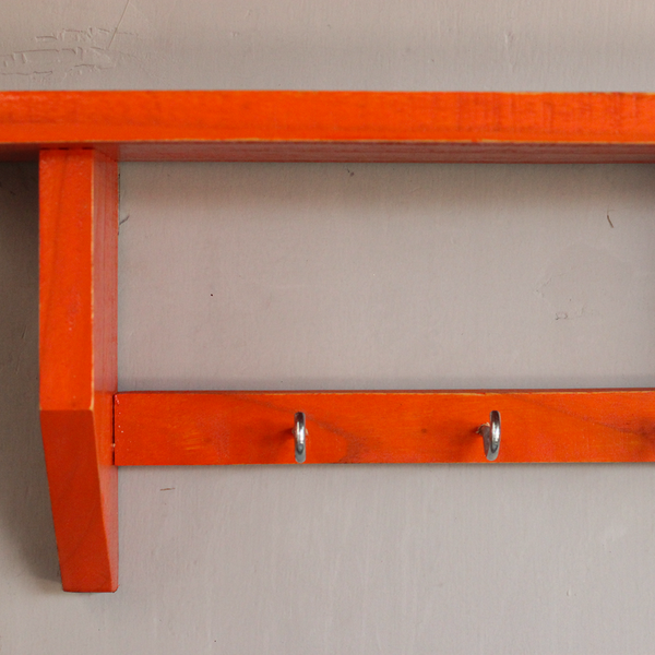 Wooden Wall Shelf | Keychain Holder | Orange