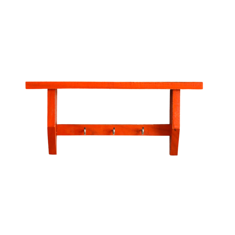 Wooden Wall Shelf | Keychain Holder | Orange