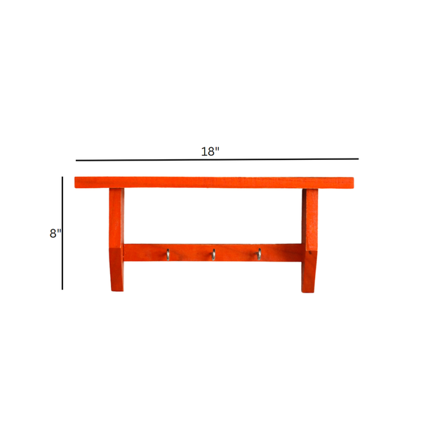 Wooden Wall Shelf | Keychain Holder | Orange