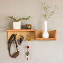 Wooden Wall Shelf | Key Holder | Brown