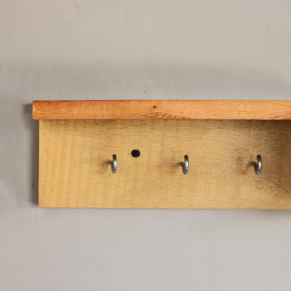 Wooden Wall Shelf | Key Holder | Brown