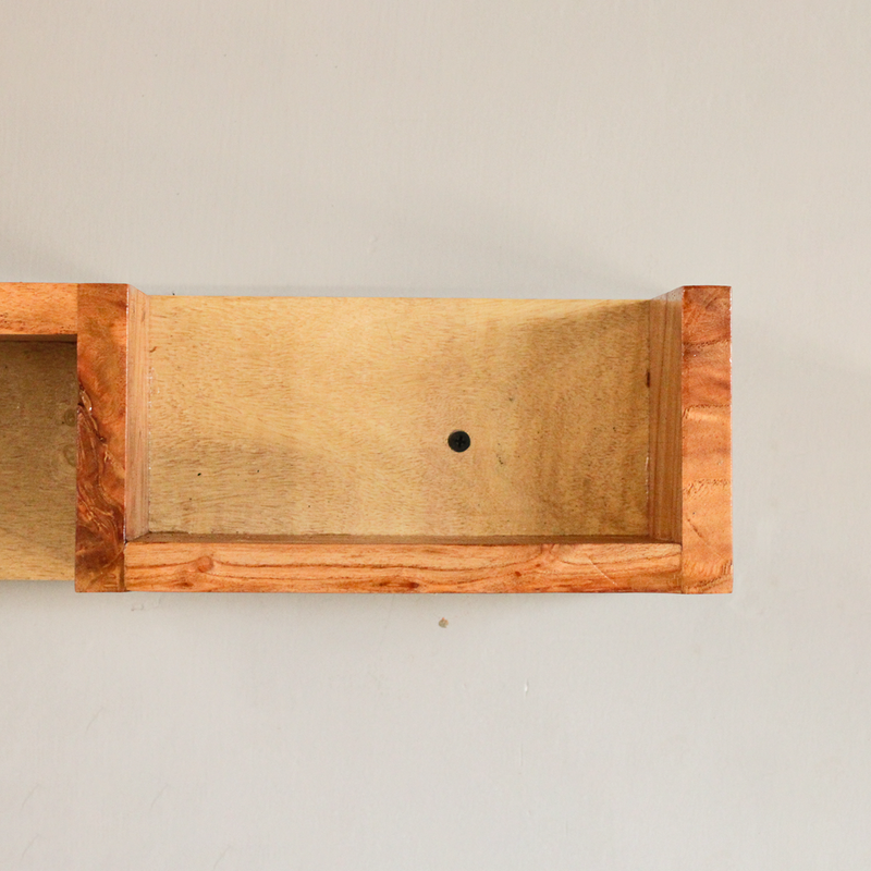 Wooden Wall Shelf | Key Holder | Brown