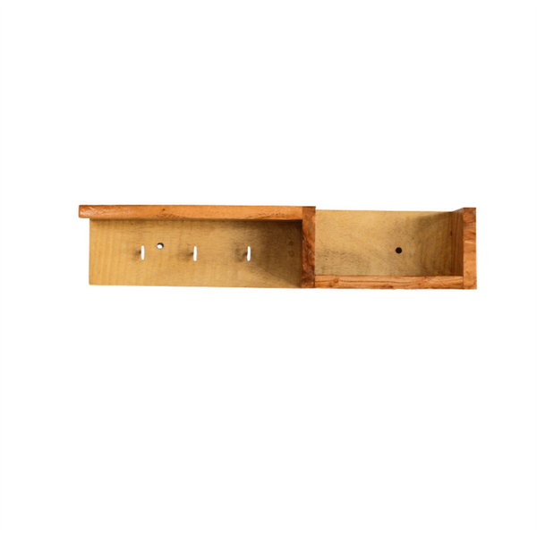 Wooden Wall Shelf | Key Holder | Brown