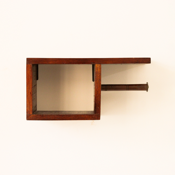 Wooden Shelf | Toilet Paper Holder | Brown