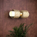 Decorative Wall Lamp | Bamboo & Stainless Steel | Gold Matte Finish | 22 inches