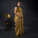 Linen Saree | Ajrakh Saree | Handblock Printed | Mustard