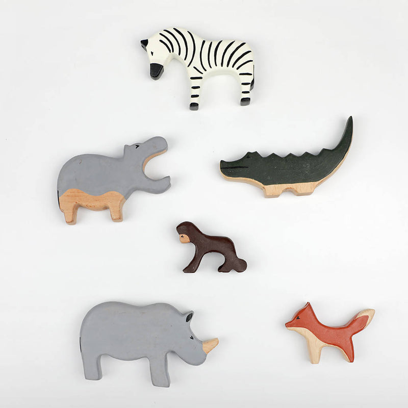 Birch and Bug Wooden Animal Toys for Kids | Non-Toxic Paints | Hand Painted | Set of 6