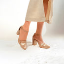 Women Block Heels Sandal | Ethically Sourced Leather | Nude