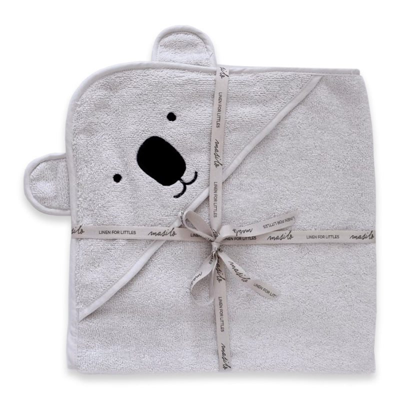 Kids Grey Koala Bear Hooded Baby Towel