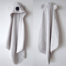 Kids Grey Koala Bear Hooded Baby Towel