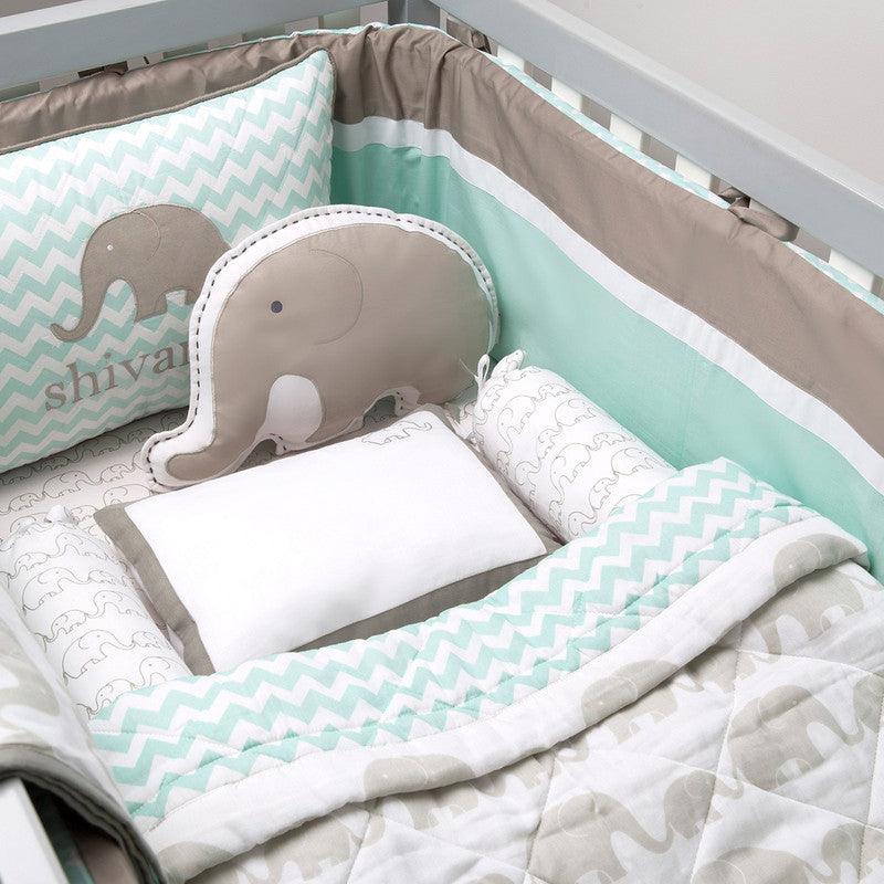 Baby Cot Bedding Set | Organic Cotton | Grey | Set of 6.