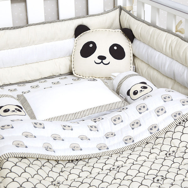 Organic Cotton Baby Cot Bedding Set | Grey | Set of 6.