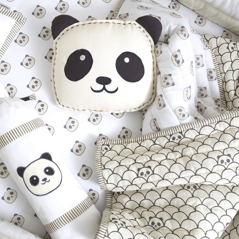 Organic Cotton Baby Cot Bedding Set | Grey | Set of 6.