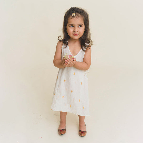 Party Dress | Cotton Dress for Kids | Off White