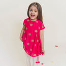 Muslin Kurta with Dhoti for Girls | Fuschia Pink