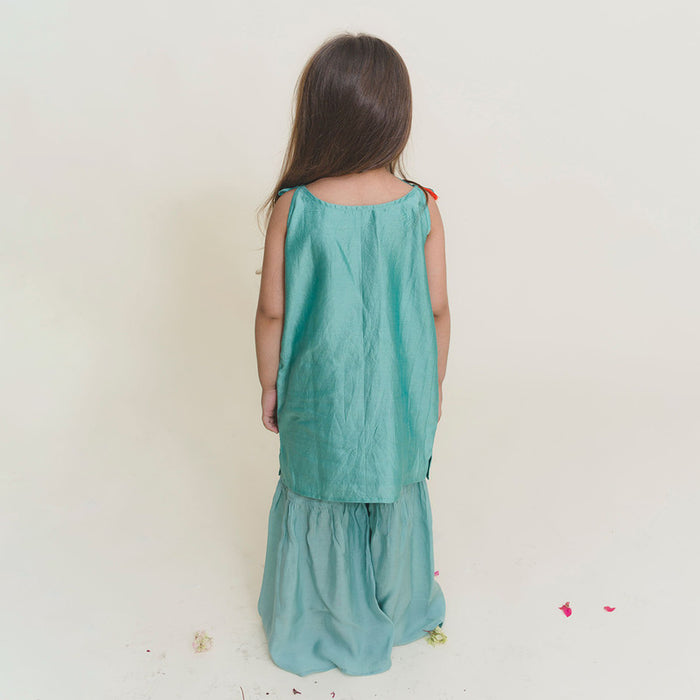 Muslin Sharara Set for Girls | Aqua Blue