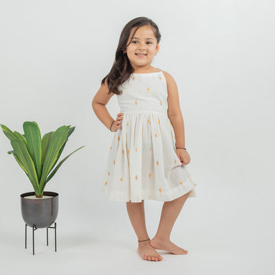 Cotton Dress for Girls | White