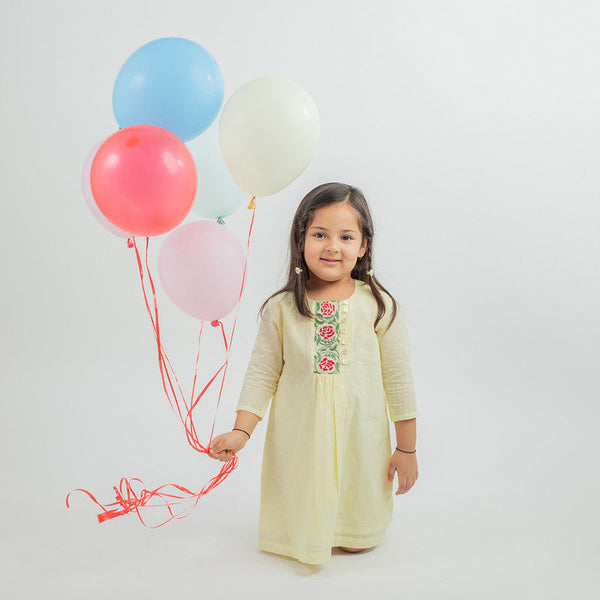 Birthday Dress | Cotton Dress for Girls | Yellow