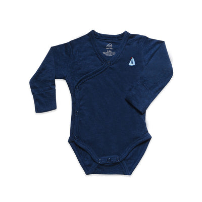 Organic Cotton Baby Bodysuit | Kimono | Blue