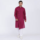 Cotton Kurta for Men | Asymmetric Style | Wine