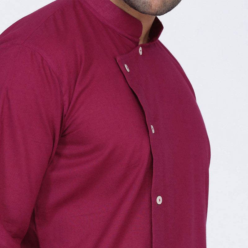 Cotton Kurta for Men | Asymmetric Style | Wine