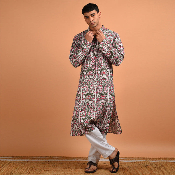 Mehendi Ceremony Dress | Pure Cotton Kurta for Men | Green