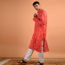 Pure Cotton Printed Kurta | Red