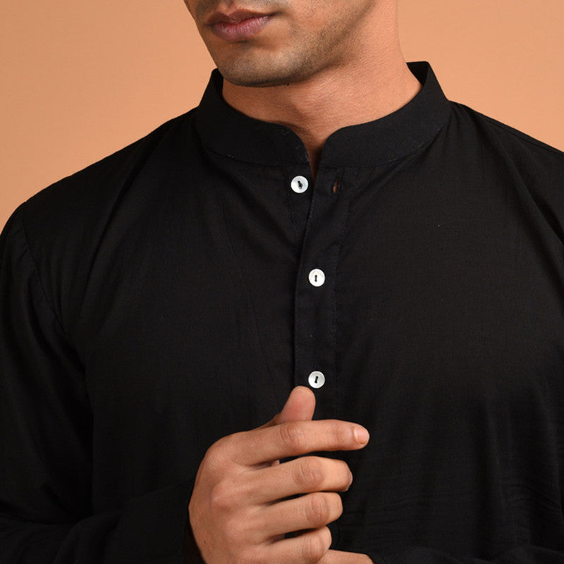 Pure Cotton Kurta For Men | Black