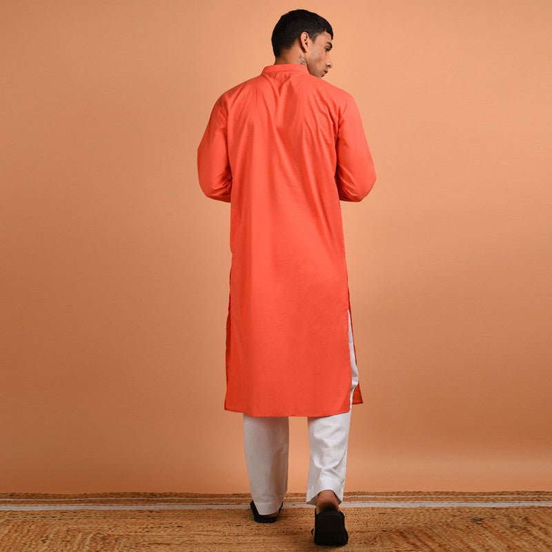 Pure Cotton Kurta For Men | Coral