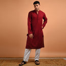 Pure Cotton Kurta For Men | Maroon