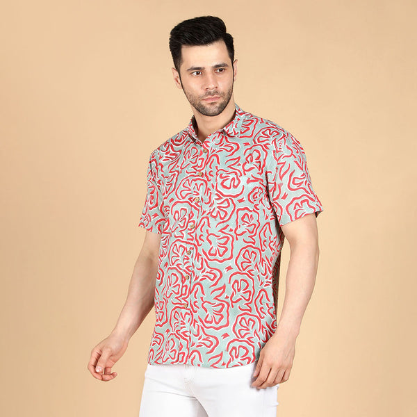 Cotton Shirt for Men | Hand-Block Print | Red