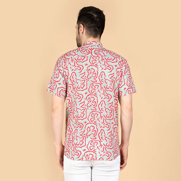Cotton Shirt for Men | Hand-Block Print | Red