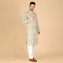 Cotton Kurta for Men | Hand-Block Print | Orange