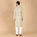 Cotton Kurta for Men | Hand-Block Print | Orange