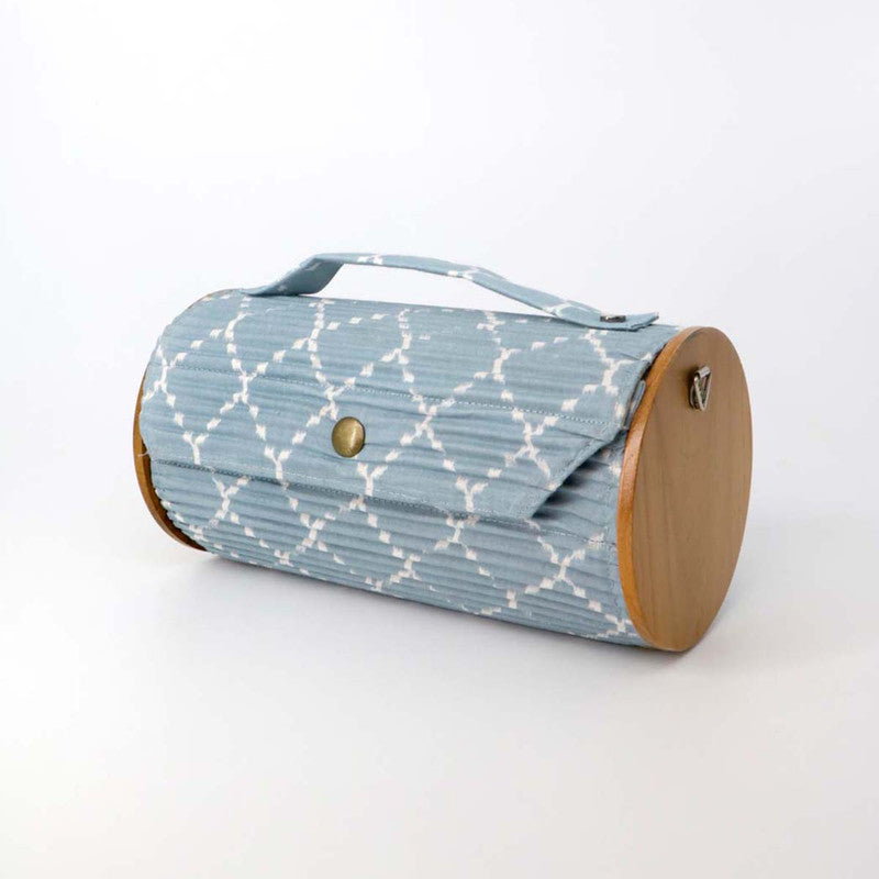 Clutches for Women | Round Clutch Bag | Re-Claimed Wood | Single Sleeve | Sky Blue