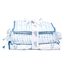 Blue Bamboo Muslin New Baby Mini Cot Set