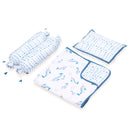 Blue Bamboo Muslin New Baby Mini Cot Set