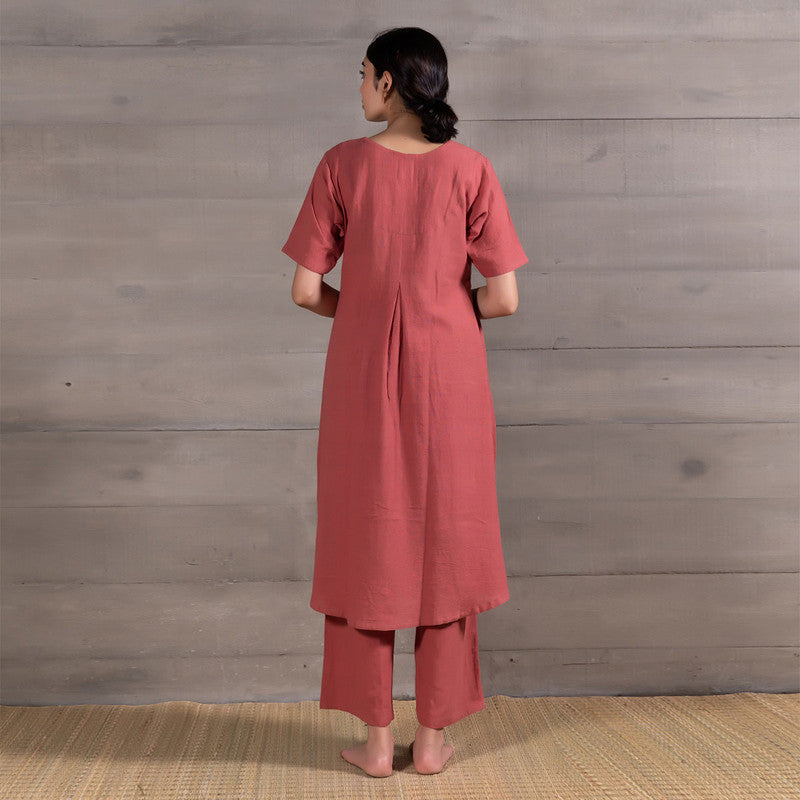 Handwoven Cotton Pink Gathered Tunic