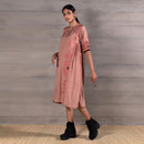 Cotton Silk Flared Dress With Slip | Pink